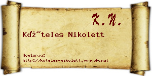 Köteles Nikolett névjegykártya